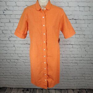 NWT VTG Honey B Orange Kettlecloth Fortrel Button Up Unlined Shirt Dress Size 10